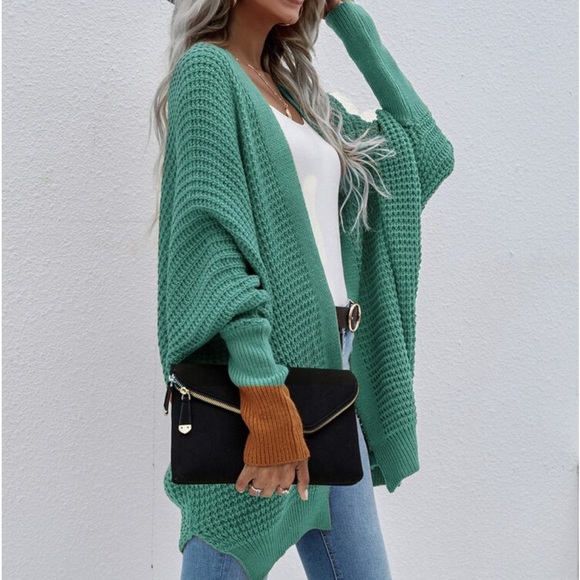 Cozy Batwing Sleeve Open Front Knit Sweater Cardigan - Picture 2 of 13